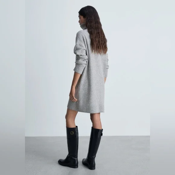 Mango Grey Turtleneck Dress NWT - Picture 4 of 5